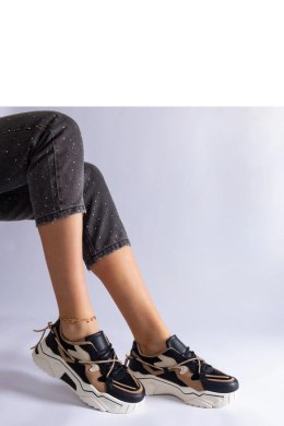 Czarne sneakersy zdobione cyrkoniowym sznurkiem Valdeza - Solea Solea