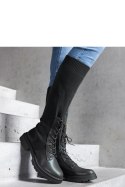 Zielone wsuwane kozaki z materiałową elastyczną cholewką Luana - Solea Solea Zielone wsuwane kozaki z materiałową elastyczną cholewką Luana - Solea Solea
