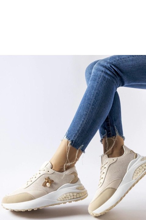 Beżowo-białe sneakersy z ozdobną nitką Acciano - Solea Solea Beżowo-białe sneakersy z ozdobną nitką Acciano - Solea Solea
