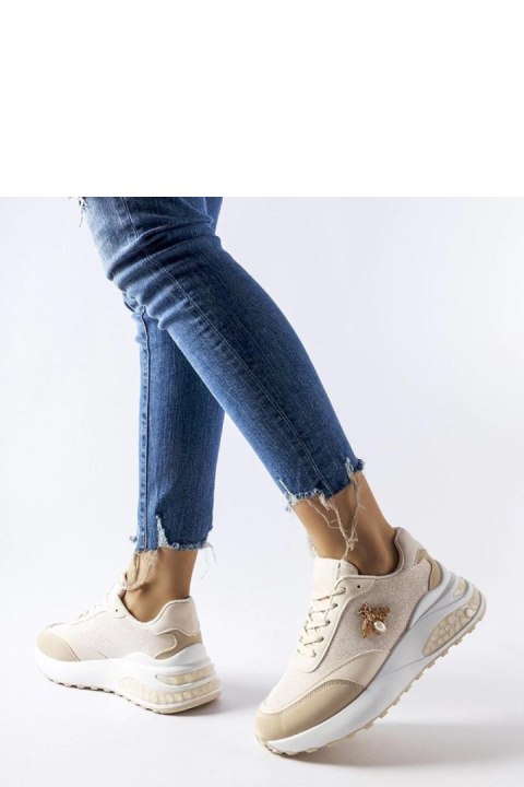 Beżowo-białe sneakersy z ozdobną nitką Acciano - Solea Solea Beżowo-białe sneakersy z ozdobną nitką Acciano - Solea Solea