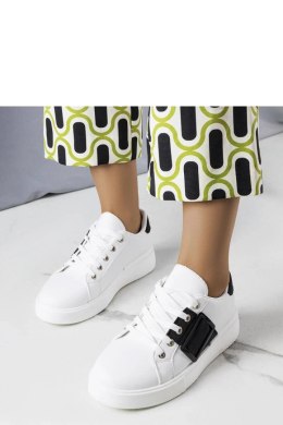 Białe sneakersy zdobione czarną klamerką Erin - Solea Solea