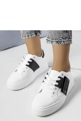 Białe sneakersy zdobione czarną klamerką Toni - Solea Solea