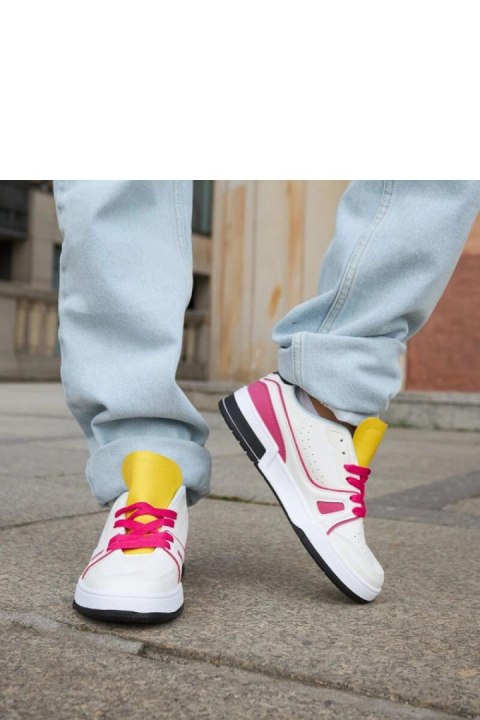 Biało-różowe sneakersy z żółtym językiem Archie - Solea Solea Biało-różowe sneakersy z żółtym językiem Archie - Solea Solea