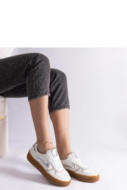 Biało-srebrne sneakersy na gumowej podeszwie Quica - Solea Solea