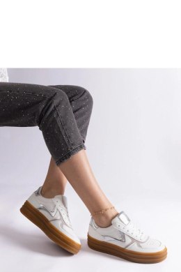 Biało-srebrne sneakersy na gumowej podeszwie Quica - Solea Solea