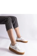 Biało-srebrne sneakersy na gumowej podeszwie Quica - Solea Solea Biało-srebrne sneakersy na gumowej podeszwie Quica - Solea Solea