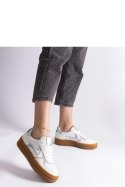 Biało-srebrne sneakersy na gumowej podeszwie Quica - Solea Solea Biało-srebrne sneakersy na gumowej podeszwie Quica - Solea Solea