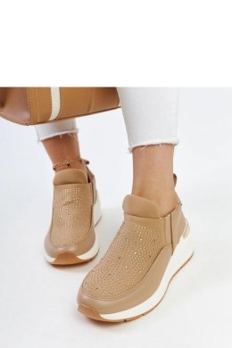 Brązowe sneakersy na koturnie z cyrkoniami Ashleey - Solea Solea
