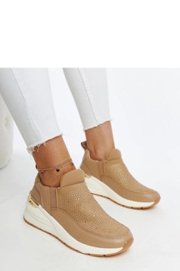Brązowe sneakersy na koturnie z cyrkoniami Ashleey - Solea Solea