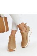 Brązowe sneakersy na koturnie z cyrkoniami Ashleey - Solea Solea Brązowe sneakersy na koturnie z cyrkoniami Ashleey - Solea Solea