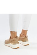 Brązowe sneakersy na koturnie z cyrkoniami Ashleey - Solea Solea Brązowe sneakersy na koturnie z cyrkoniami Ashleey - Solea Solea