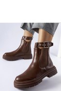 Brązowe botki z ozdobnym zapięciem Jonesboro - Solea Solea Brązowe botki z ozdobnym zapięciem Jonesboro - Solea Solea