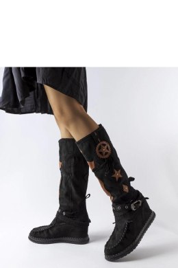 Czarne kozaki w stylu boho Putignano - Solea Solea