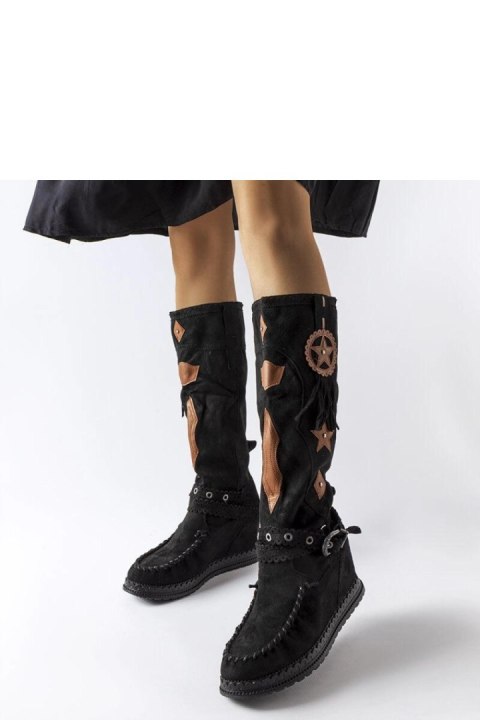 Czarne kozaki w stylu boho Putignano - Solea Solea Czarne kozaki w stylu boho Putignano - Solea Solea