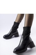 Czarne skarpetowe botki z tłoczeniami Buckley - Solea Solea Czarne skarpetowe botki z tłoczeniami Buckley - Solea Solea