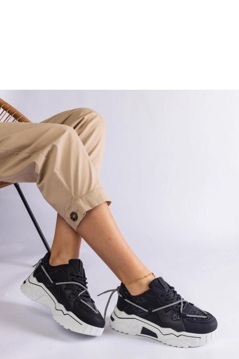 Czarne sneakersy damskie z brokatem Agar - Solea Solea Czarne sneakersy damskie z brokatem Agar - Solea Solea