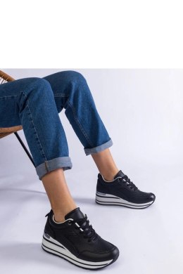 Czarne sneakersy na platformie zdobione brokatem i metaliczną wstawką Ursula - Solea Solea