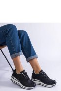 Czarne sneakersy na platformie zdobione brokatem i metaliczną wstawką Ursula - Solea Solea Czarne sneakersy na platformie zdobione brokatem i metaliczną wstawką Ursula - Solea Solea