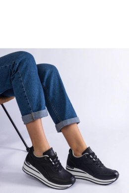 Czarne sneakersy na platformie zdobione brokatem i metaliczną wstawką Ursula - Solea Solea
