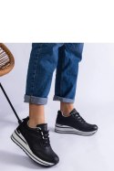 Czarne sneakersy na platformie zdobione brokatem i metaliczną wstawką Ursula - Solea Solea Czarne sneakersy na platformie zdobione brokatem i metaliczną wstawką Ursula - Solea Solea