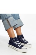 Granatowe wysokie trampki na grubej podeszwie Bagy - Solea Solea Granatowe wysokie trampki na grubej podeszwie Bagy - Solea Solea