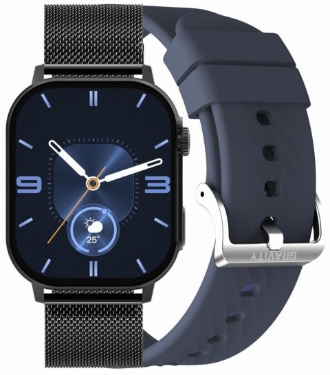 Smartwatch Damski GRAVITY GT15-12 Granatowy Pasek Silikonowy + Czarna Bransoleta Smartwatch Damski GRAVITY GT15-12 Granatowy Pasek Silikonowy + Czarna Bransoleta