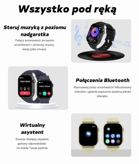 Smartwatch Damski GRAVITY GT15-12 Granatowy Pasek Silikonowy + Czarna Bransoleta Smartwatch Damski GRAVITY GT15-12 Granatowy Pasek Silikonowy + Czarna Bransoleta