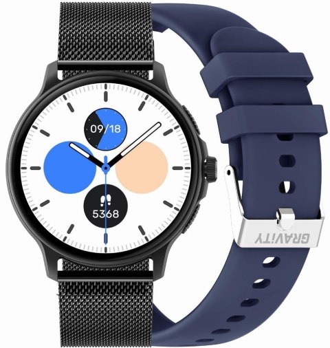 Smartwatch Damski GRAVITY GT12-2 Granatowy Pasek Silikonowy + Czarna Bransoleta Smartwatch Damski GRAVITY GT12-2 Granatowy Pasek Silikonowy + Czarna Bransoleta