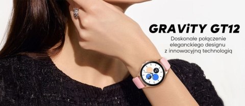 Smartwatch Damski GRAVITY GT12-2 Granatowy Pasek Silikonowy + Czarna Bransoleta Smartwatch Damski GRAVITY GT12-2 Granatowy Pasek Silikonowy + Czarna Bransoleta