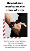 Smartwatch Damski GRAVITY GT12-2 Granatowy Pasek Silikonowy + Czarna Bransoleta