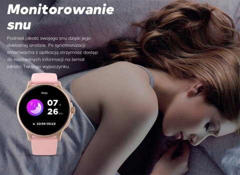 Smartwatch Damski GRAVITY GT12-3 Różowy Pasek Silikonowy + Bransoleta Różowe Złoto Smartwatch Damski GRAVITY GT12-3 Różowy Pasek Silikonowy + Bransoleta Różowe Złoto
