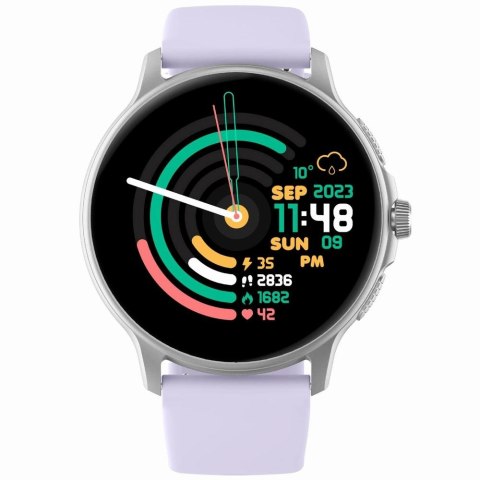 Smartwatch Damski GRAVITY GT12-6 Fioletowy Pasek Silikonowy + Srebrna Bransoleta Smartwatch Damski GRAVITY GT12-6 Fioletowy Pasek Silikonowy + Srebrna Bransoleta