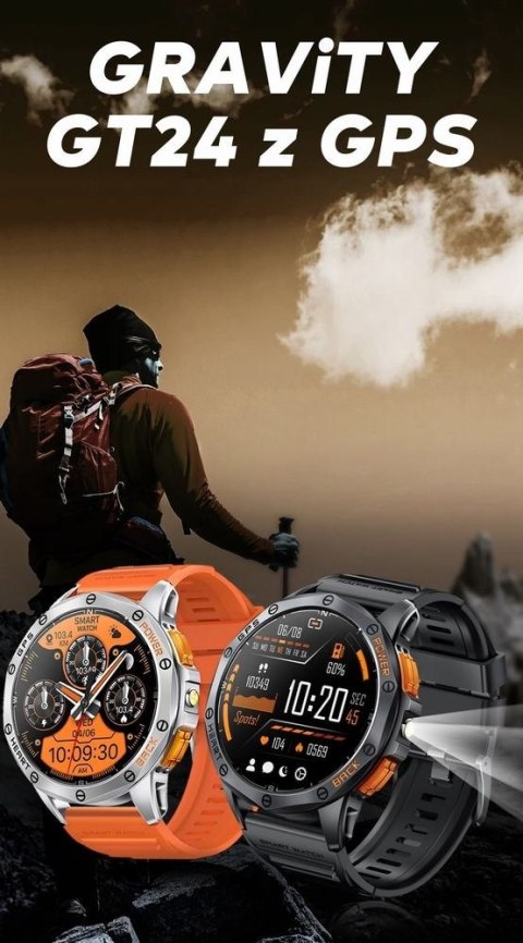 Smartwatch Męski GRAVITY GPS GT24-1 Czarny Pasek Silikonowy + Granatowy Pasek Silikonowy Smartwatch Męski GRAVITY GPS GT24-1 Czarny Pasek Silikonowy + Granatowy Pasek Silikonowy