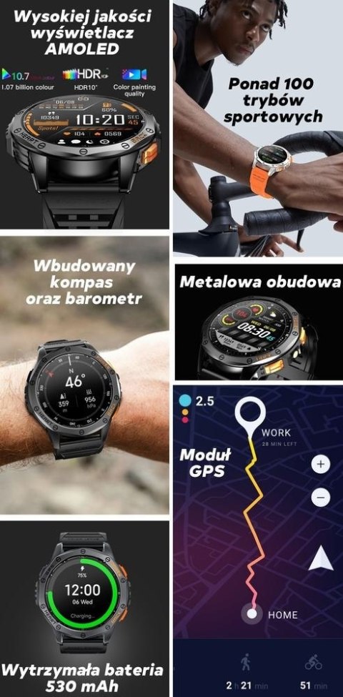Smartwatch Męski GRAVITY GPS GT24-1 Czarny Pasek Silikonowy + Granatowy Pasek Silikonowy Smartwatch Męski GRAVITY GPS GT24-1 Czarny Pasek Silikonowy + Granatowy Pasek Silikonowy