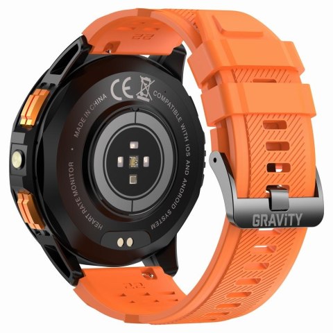 Smartwatch Męski GRAVITY GPS GT24-3 Czarny Pasek Silikonowy + Pomarańczowy Pasek Silikonowy Smartwatch Męski GRAVITY GPS GT24-3 Czarny Pasek Silikonowy + Pomarańczowy Pasek Silikonowy