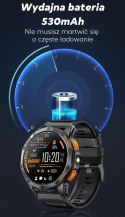 Smartwatch Męski GRAVITY GPS GT24-3 Czarny Pasek Silikonowy + Pomarańczowy Pasek Silikonowy