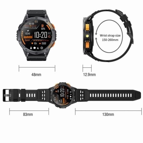 Smartwatch Męski GRAVITY GPS GT24-3 Czarny Pasek Silikonowy + Pomarańczowy Pasek Silikonowy Smartwatch Męski GRAVITY GPS GT24-3 Czarny Pasek Silikonowy + Pomarańczowy Pasek Silikonowy