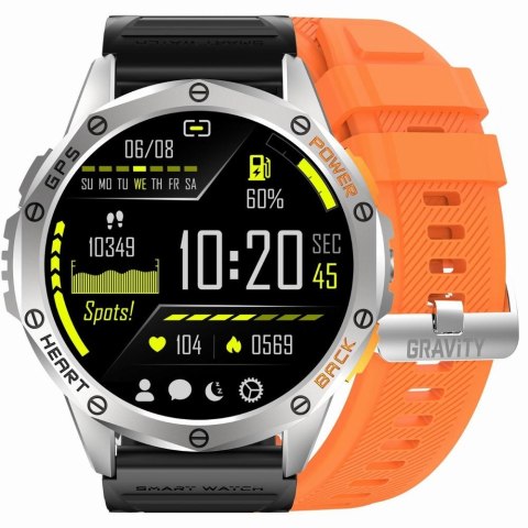 Smartwatch Męski GRAVITY GPS GT24-4 Czarny Pasek Silikonowy + Pomarańczowy Pasek Silikonowy Smartwatch Męski GRAVITY GPS GT24-4 Czarny Pasek Silikonowy + Pomarańczowy Pasek Silikonowy