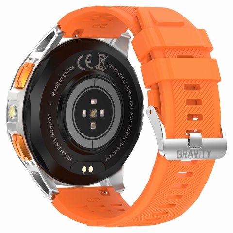 Smartwatch Męski GRAVITY GPS GT24-4 Czarny Pasek Silikonowy + Pomarańczowy Pasek Silikonowy Smartwatch Męski GRAVITY GPS GT24-4 Czarny Pasek Silikonowy + Pomarańczowy Pasek Silikonowy