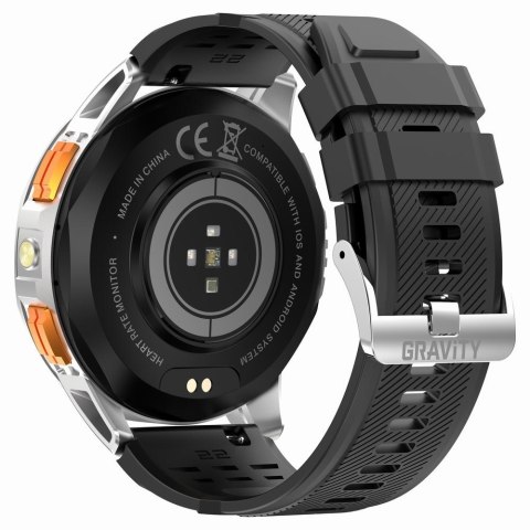 Smartwatch Męski GRAVITY GPS GT24-4 Czarny Pasek Silikonowy + Pomarańczowy Pasek Silikonowy Smartwatch Męski GRAVITY GPS GT24-4 Czarny Pasek Silikonowy + Pomarańczowy Pasek Silikonowy