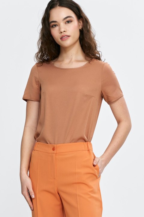 Bluzka basic z krótkim rękawem B193 Carmel - Nife Nife Bluzka basic z krótkim rękawem B193 Carmel - Nife Nife