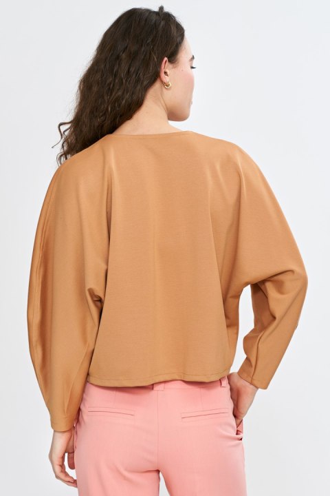 Bluzka oversize z balonowymi rękawami B192 Carmel - Nife Nife Bluzka oversize z balonowymi rękawami B192 Carmel - Nife Nife