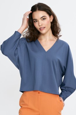Bluzka oversize z balonowymi rękawami B192 Cobalt - Nife Nife