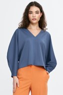 Bluzka oversize z balonowymi rękawami B192 Cobalt - Nife Nife