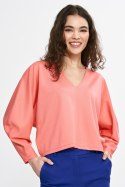 Bluzka oversize z balonowymi rękawami B192 Coral - Nife Nife