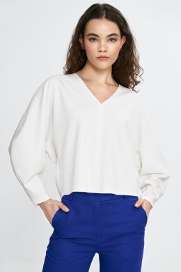 Bluzka oversize z balonowymi rękawami B192 Ecru - Nife Nife