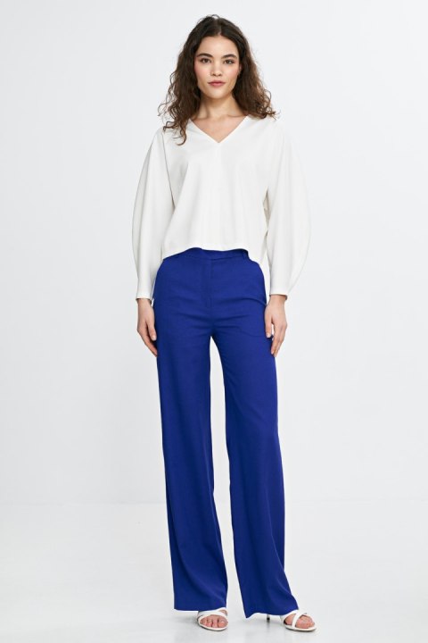 Bluzka oversize z balonowymi rękawami B192 Ecru - Nife Nife Bluzka oversize z balonowymi rękawami B192 Ecru - Nife Nife