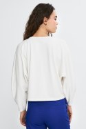 Bluzka oversize z balonowymi rękawami B192 Ecru - Nife Nife Bluzka oversize z balonowymi rękawami B192 Ecru - Nife Nife