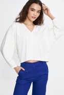 Bluzka oversize z balonowymi rękawami B192 Ecru - Nife Nife Bluzka oversize z balonowymi rękawami B192 Ecru - Nife Nife