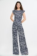 Kombinezon z nogawkami palazzo KM43 Wzór Zebra/Navy - Nife Nife